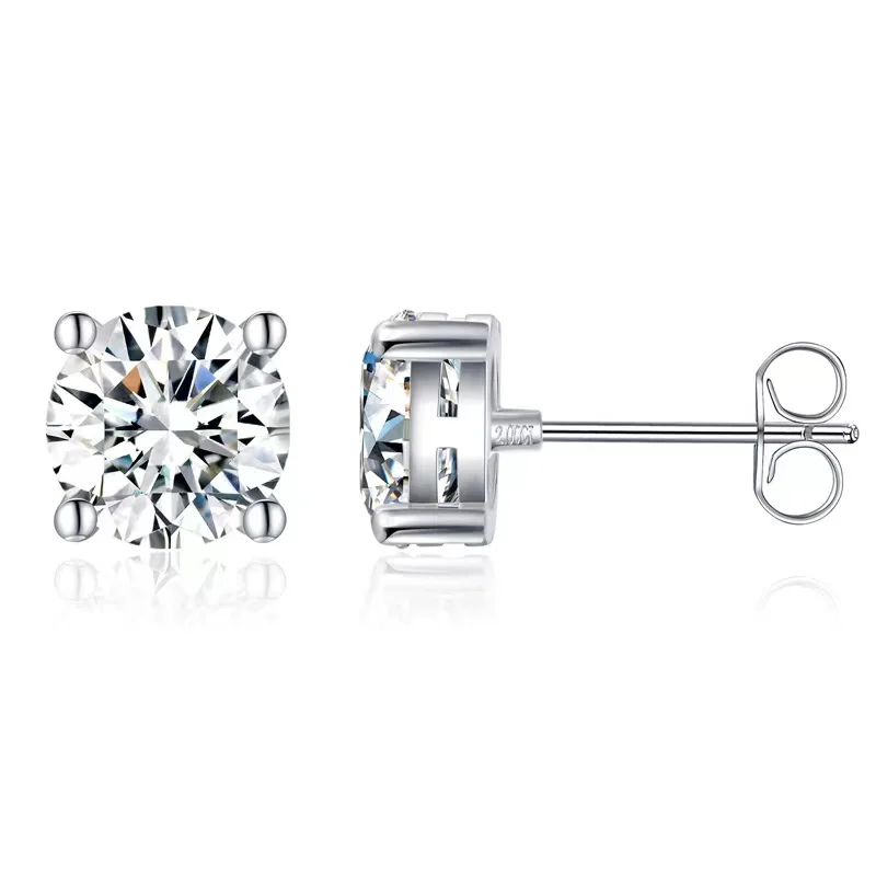 Trendy S925 Sterling Silber 2ct D Farbe VVS1 Moissanite Stud Ohrringe für Frauen Schmuck Diamant Pass Test 4 Prong Ohr studs Geschenk