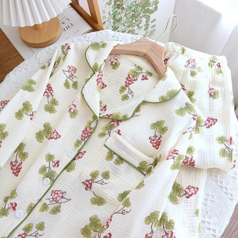 Women's Lingerie Matching Pajamas Set Sleepwear For Women Two Piece Set Pure Cotton Autumn New Room Wear Suit For Home