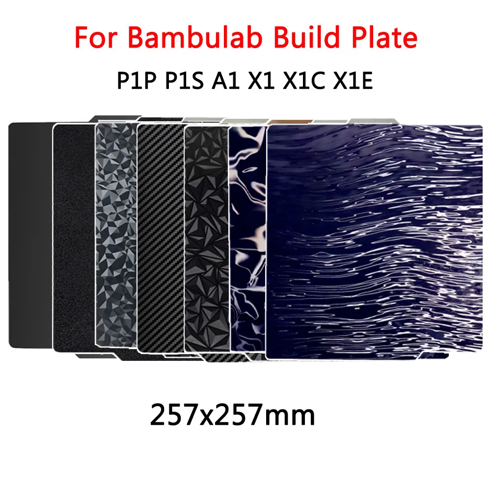 

For Bambu Lab A1 P1S X1C Build Plate 257x257mm Heated Bed 3D Printing Spring Steel Sheet PEI PEO for Bambulab X1 Carbon A1 P1P