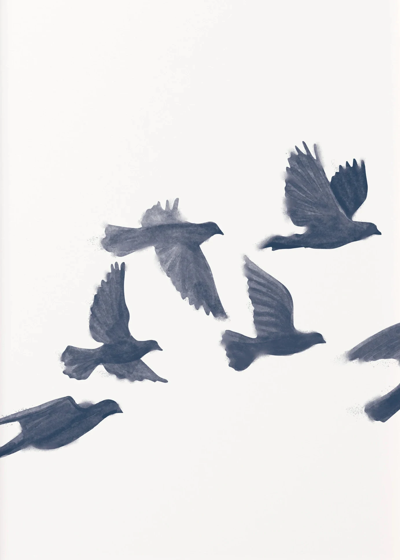 Birds in Flight – Navy Flock Flying Canvas Frameless Art for Modern Minimal Home Decoration 2026