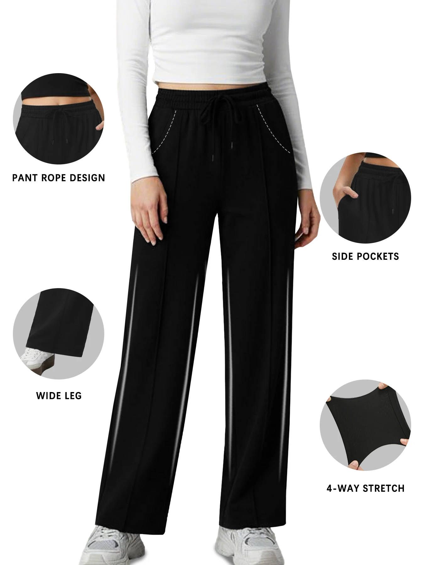 

Womens Wide Leg Sweatpants with Pockets High Waisted Loose Fit Athletic Sweatpants