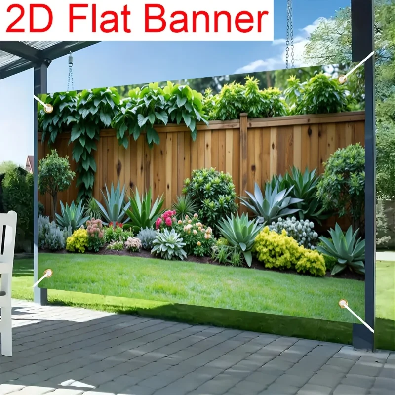 2D-Planarbanner, 1 Stück, farbenfrohes Gartenlandschafts-Zaunbanner – Geschenk für Outdoor-Partys und Festivals – Detail 2