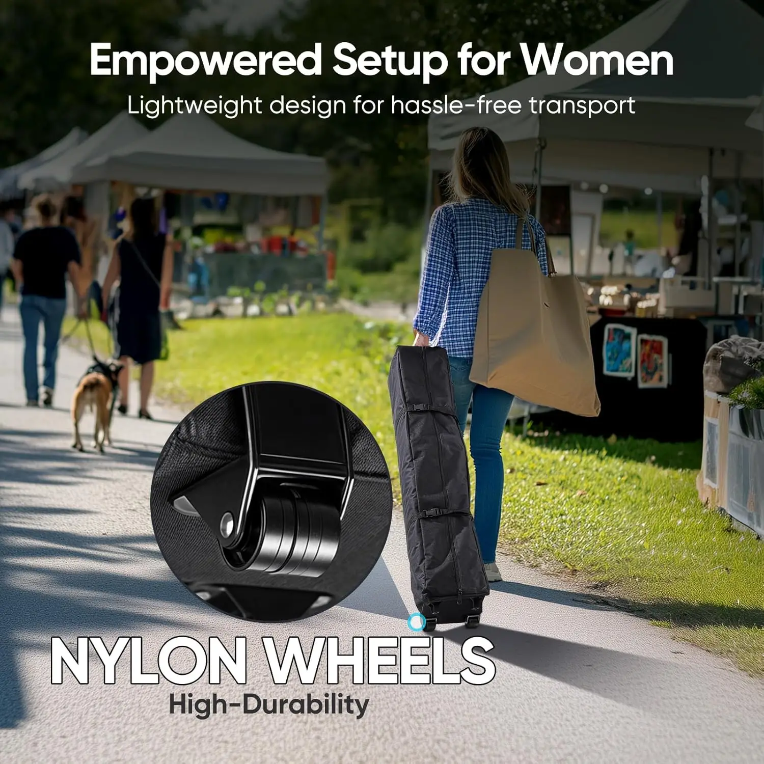 مظلة منبثقة شديدة التحمل مقاس 10 × 20 - 500D فضي بعامل حماية من الشمس 50+، حقيبة بعجلات (الدرجة التجارية) #5