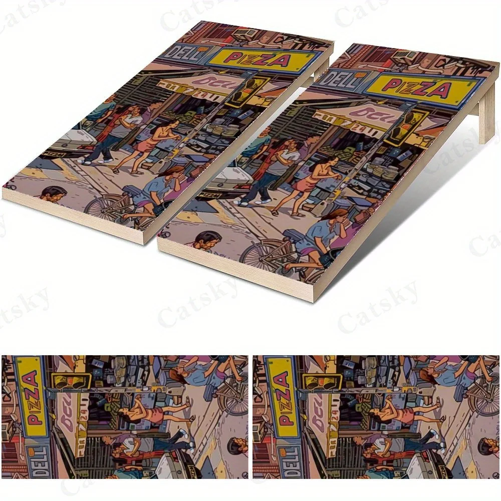 Lively Street Scene   Sandbag Board Sticker.This sandbag board sticker is made from high-quality materials, offering excellent d