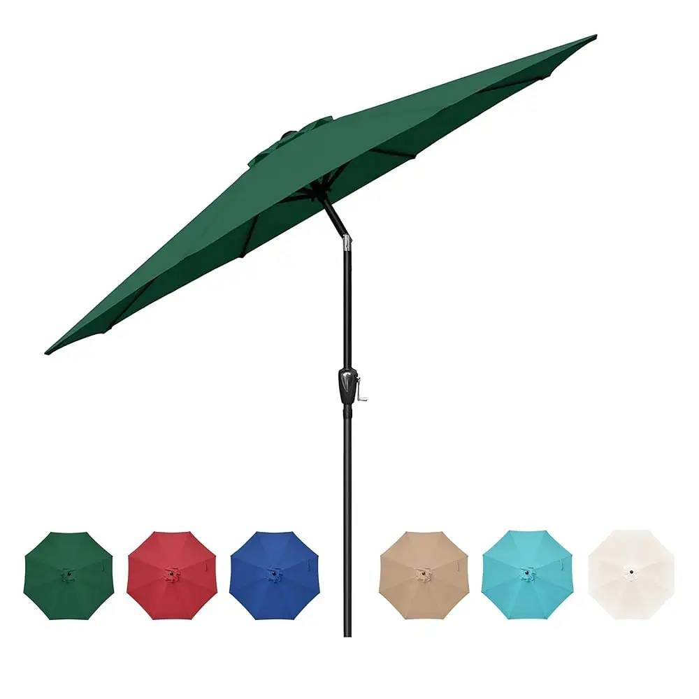 

9Ft Patio Umbrella With Push Button Tilt/Crank, Outdoor Table Market Yard Umbrella With 8 Sturdy Ribs For Garden, Backyard,