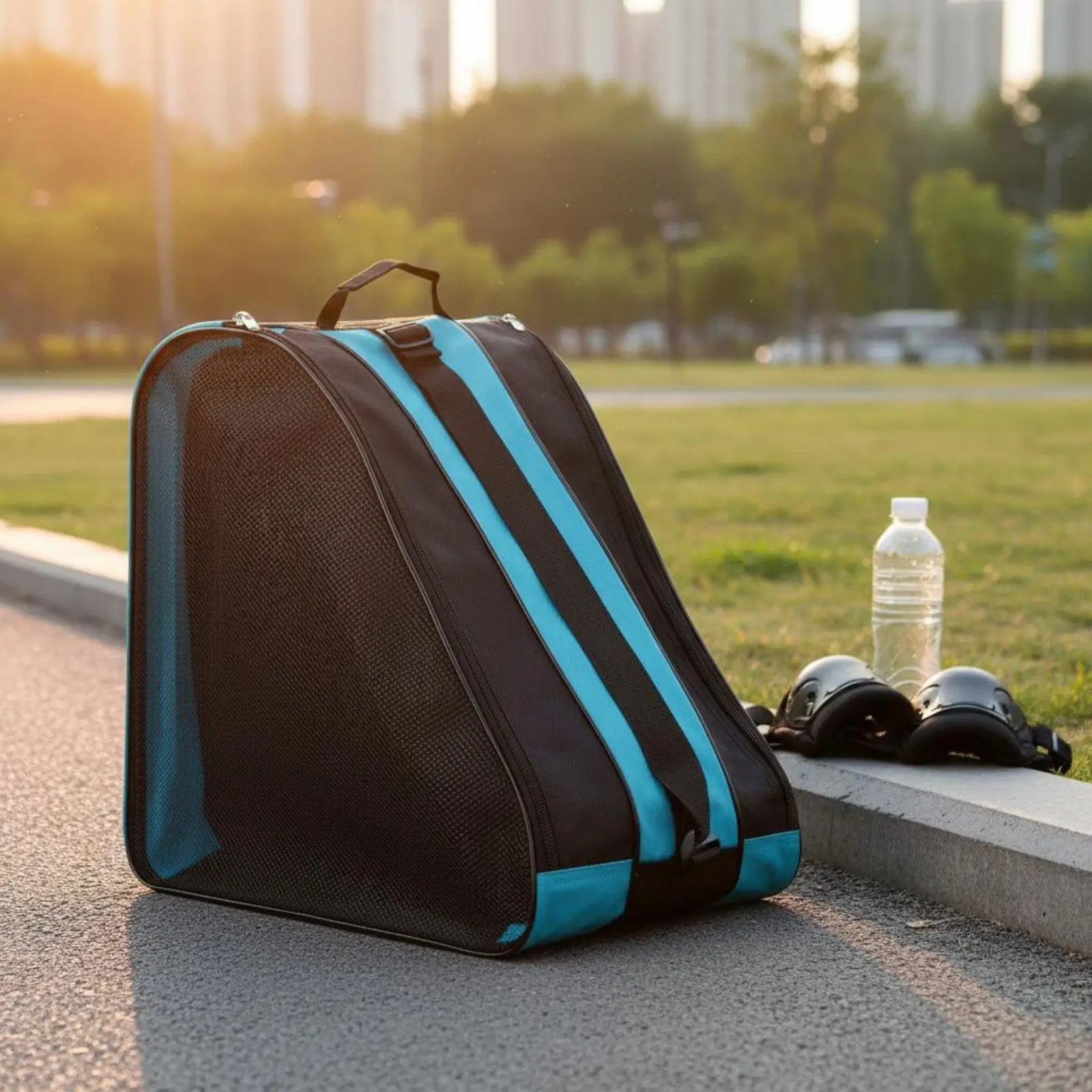 Children Roller Skates Portable Storage Bag Ergonomic Double Layer Skating Backpack for Kids Equipment