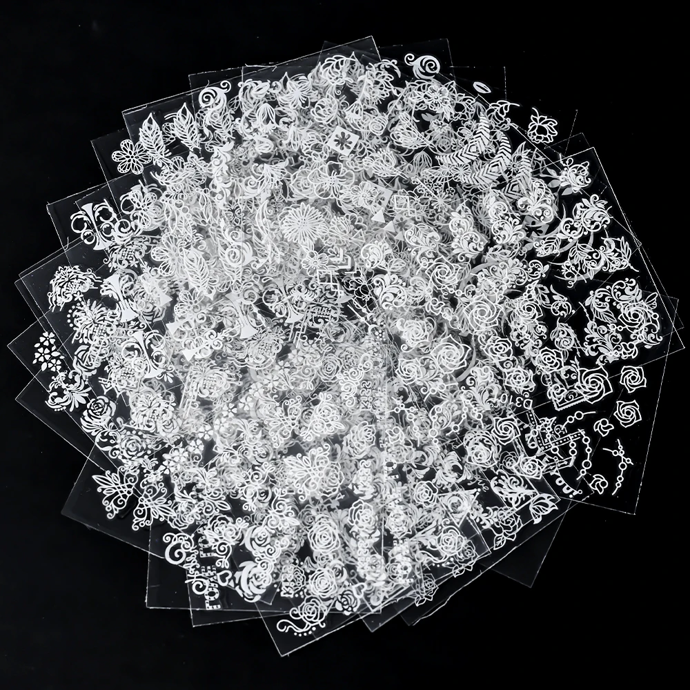 30 قطعة/المجموعة الدانتيل العروس الزهور البيضاء مسمار الفن ملصقات 1 * عدة 3D الجوف الزهور مسمار صائق 6*5 سنتيمتر * 30 قطعة رومانسية مانيكير المنزلق ~ #6