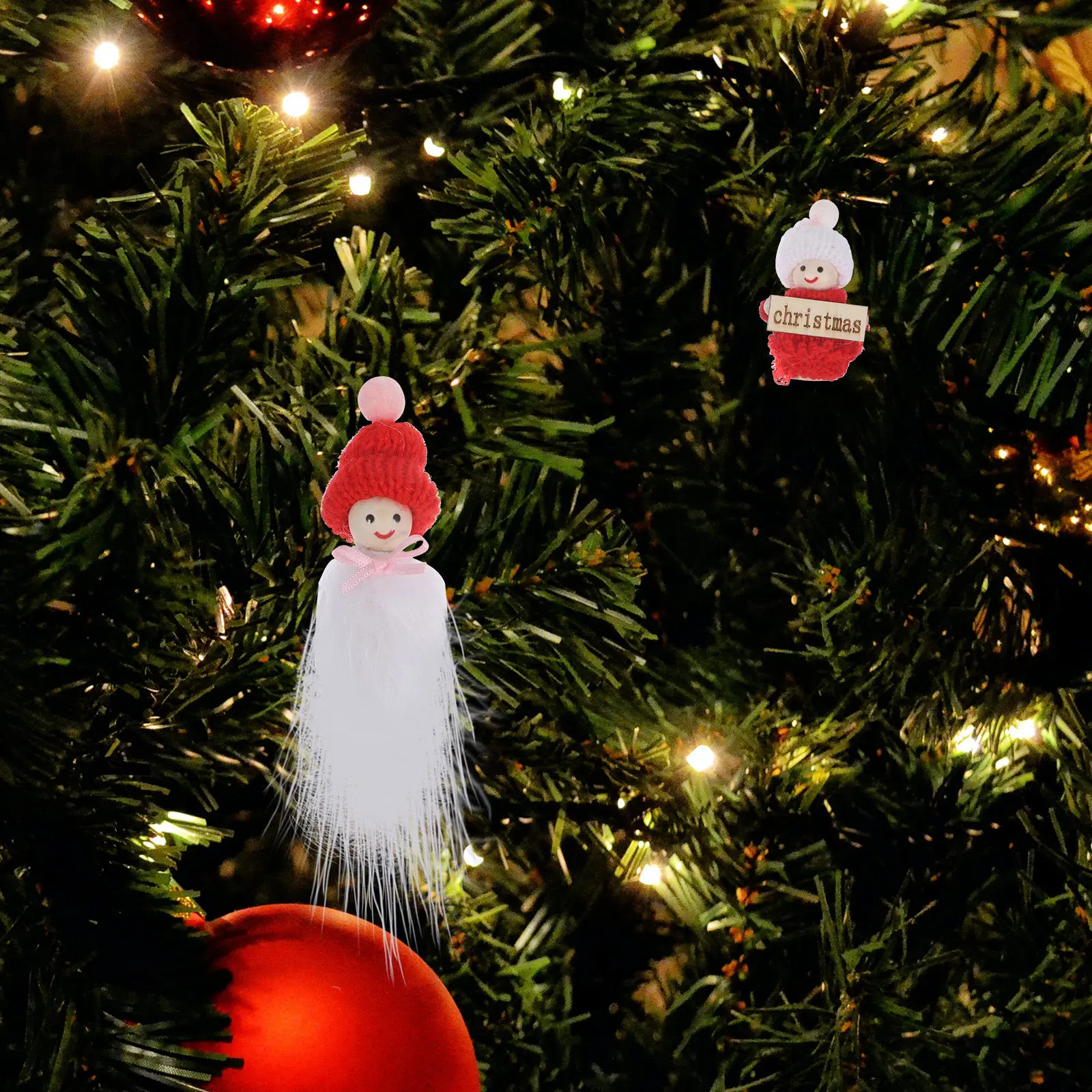 

2Pcs Mini Wooden Christmas Dollhouse Figures Festive Holiday Decor for Dollhouse Accessories Small Tree Ornaments Cute House