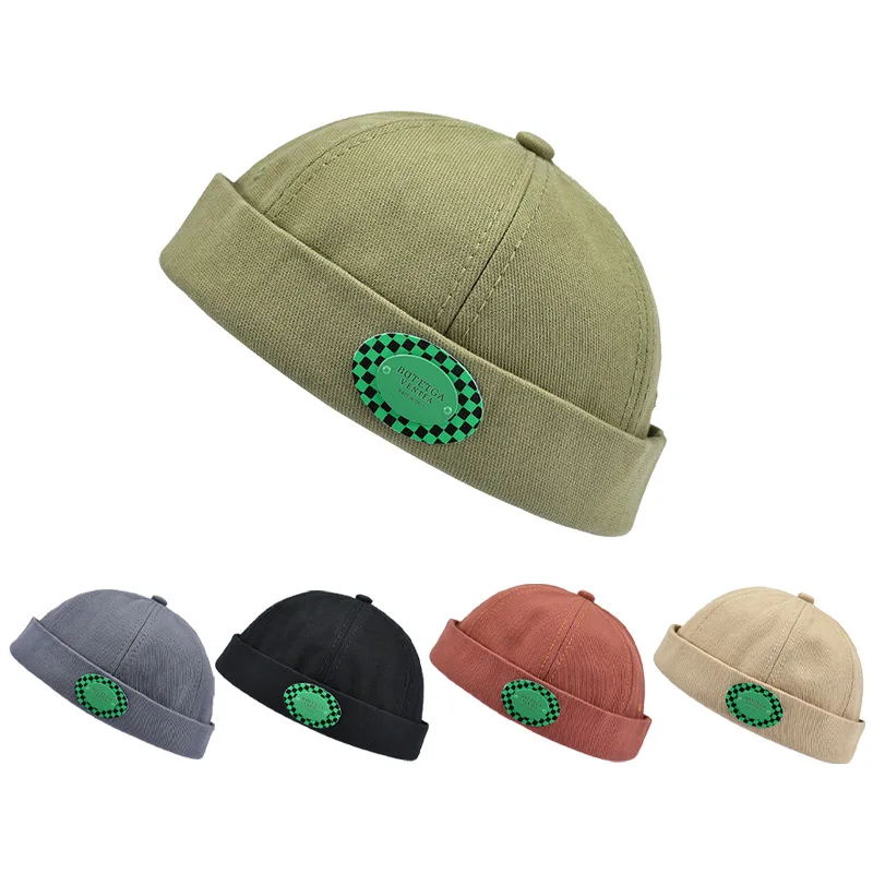 Unisex Bonnets Retro Dome Melon Brimless BeanieMen Women Cap Skullcap Sailor Cotton Mechanic Trendy Elastic Panels Docker Hat