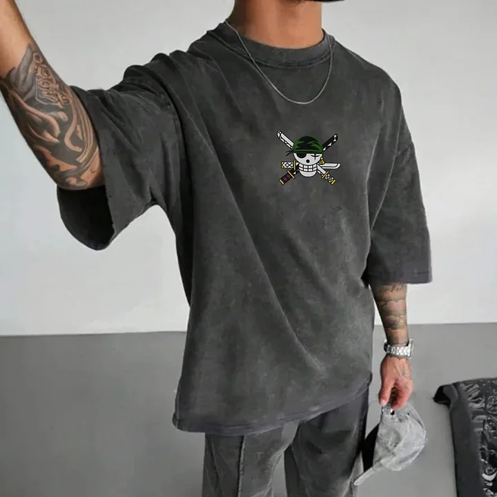 One Piece Action Anime Luffy Zuro Nami Print Men Women Cotton T-shirt Harajuku Y2K Streetwear Summer Casual Graphic Tee Tops