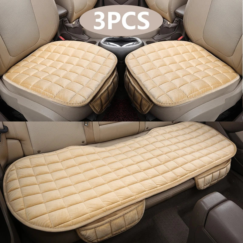 3PCS Plush Car Seat Cover Anti Scratch Automotive Seat Protector Cushion Auto Front/Rear Seat Pad Universal for Sedan SUV