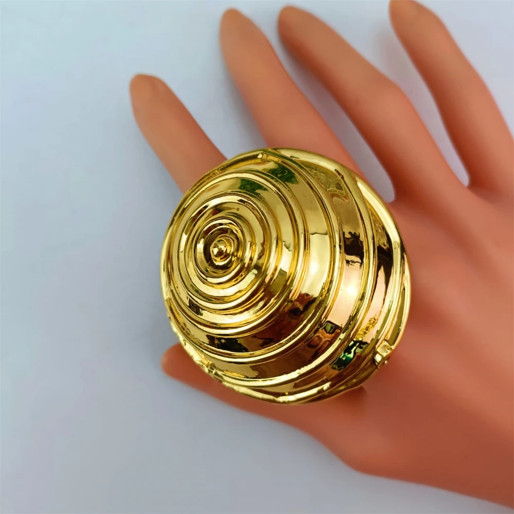 مجموعة مجوهرات نسائية ذهبية اللون من إيما ، قلادة زفاف إفريقيي دبي ، خاتم قابل للتعديل ، مجموعة مجوهرات نحاسية كبيرة