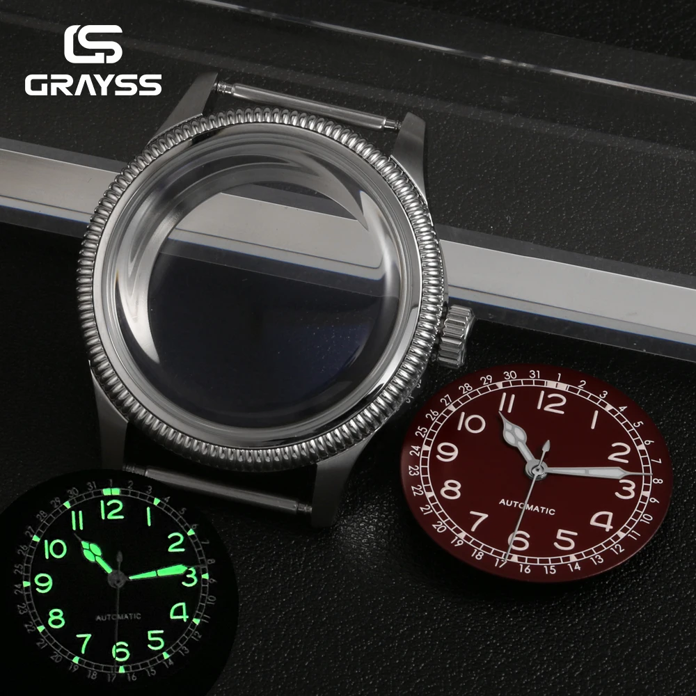 NEUES 38mm Retro-Militär-Piloten-Edelstahl-Uhrengehäuse AR Super Bubble Mineralglas Passend für NH35 NH34 Mechanisches Uhrwerk Münzkante – Detail 6