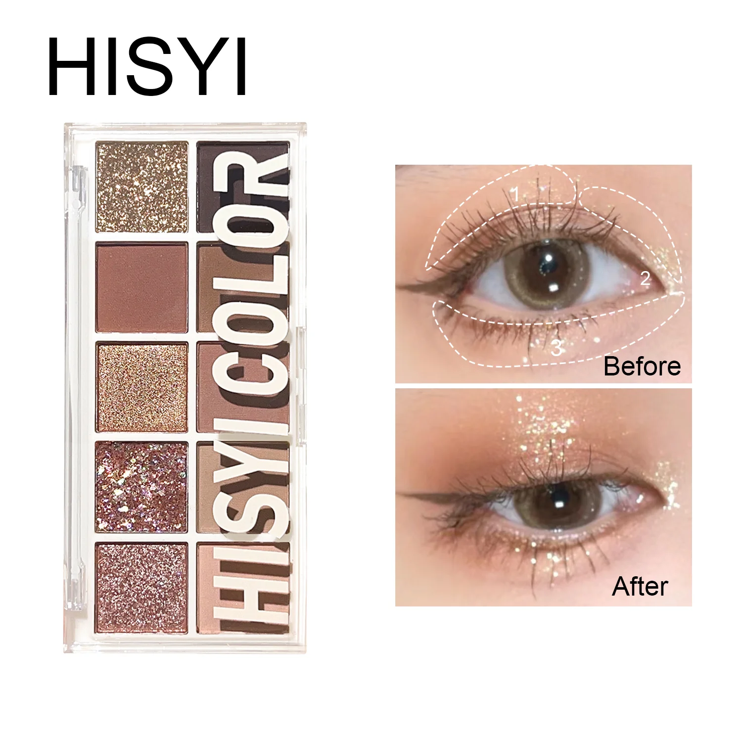 Zacht dagelijks oogschaduwpalet – 10-kleuren mat en glitter voor naaktmake-up