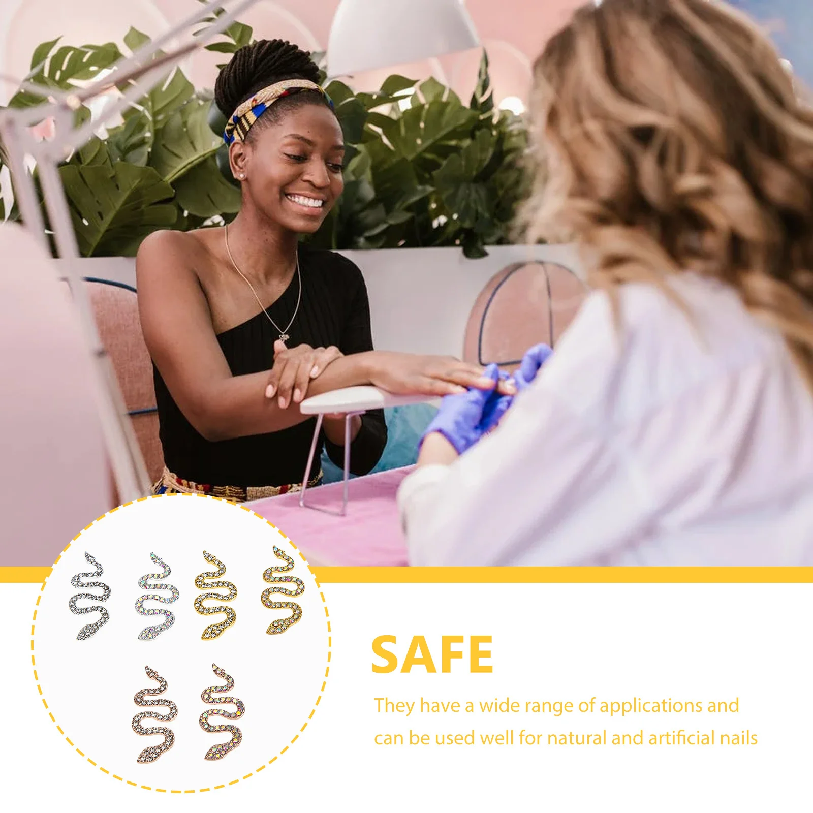 

6Pcs Gems Nail Decor 3D Snake Shape DIY Nail Art Supplies Professional Home Use Elegant Design Party Favors Gift Idea