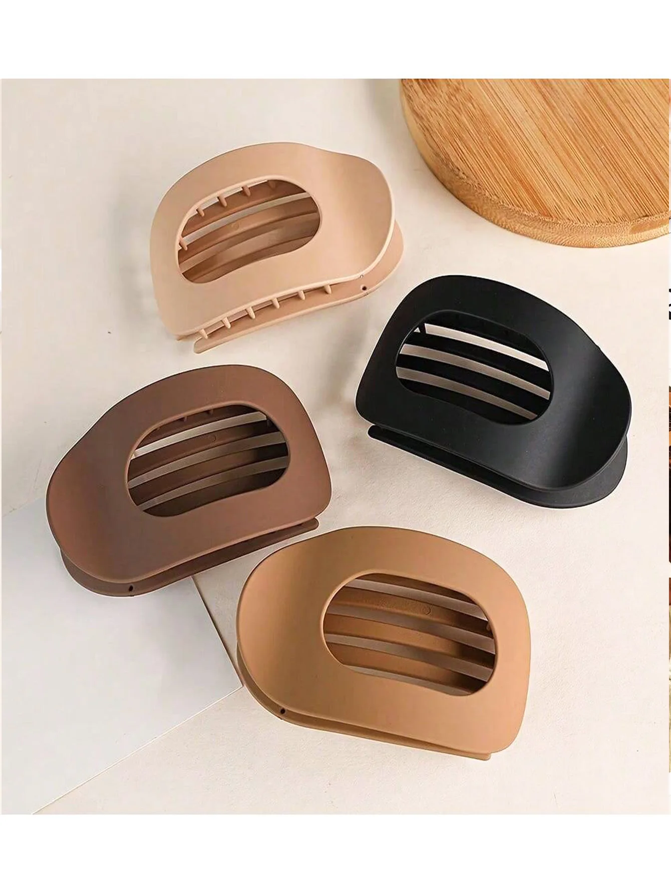 

3Pcs/6Pcs Flat Round Hair Clips Set for Women, Non-Slip Barrettes with Curved Design, Vintage Simple Niche Hair Accessories