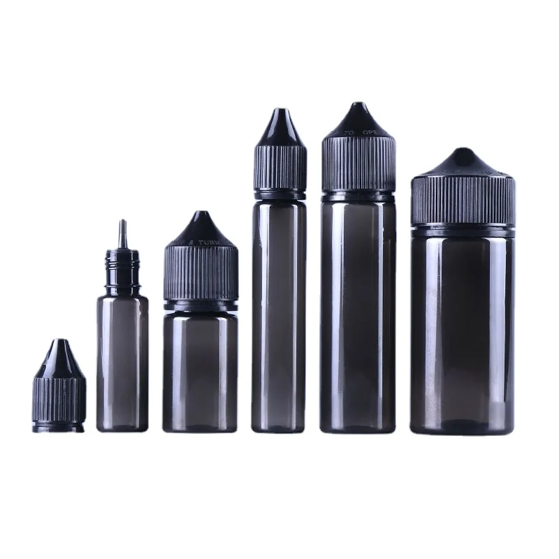 50Pcs 10ml/15ml/30ml/60ml/100ml/120ml Black Plastic Empty Dropper Bottles E Liquid Drop Bottle Long Tip Cap Vape Oil Containers