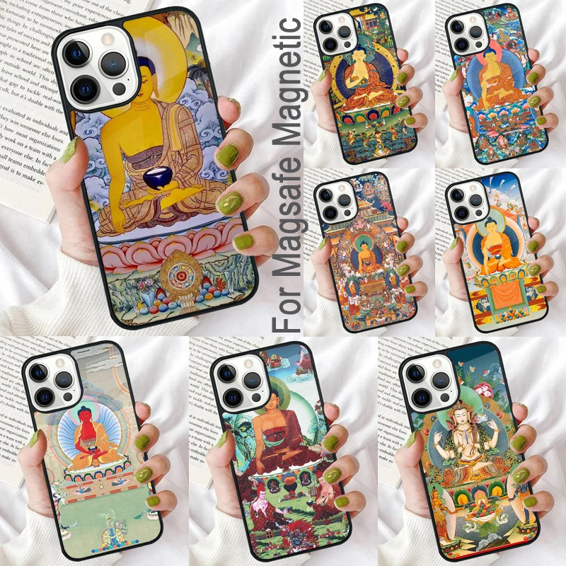 Shakyamuni เคสโทรศัพท์แม่เหล็กอ่อนสำหรับ iPhone 16 PROMAX 15 Pro 13 14 PLUS 11 12 MINI MagSafe coque