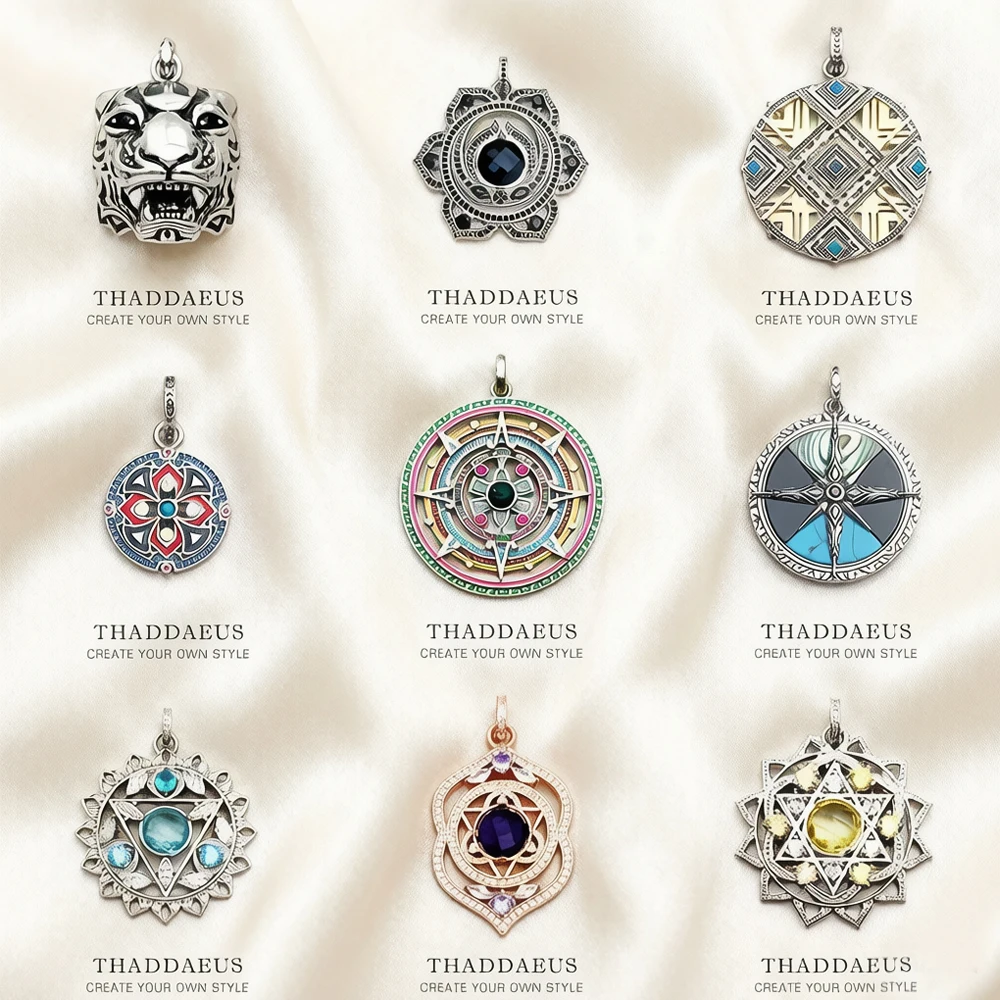 Magic Amulet Mythical Aztec Tiger Chakra Asian Ornaments Compass Africa Pendant Jewelry 925 Sterling Silver Gift For Woman Men