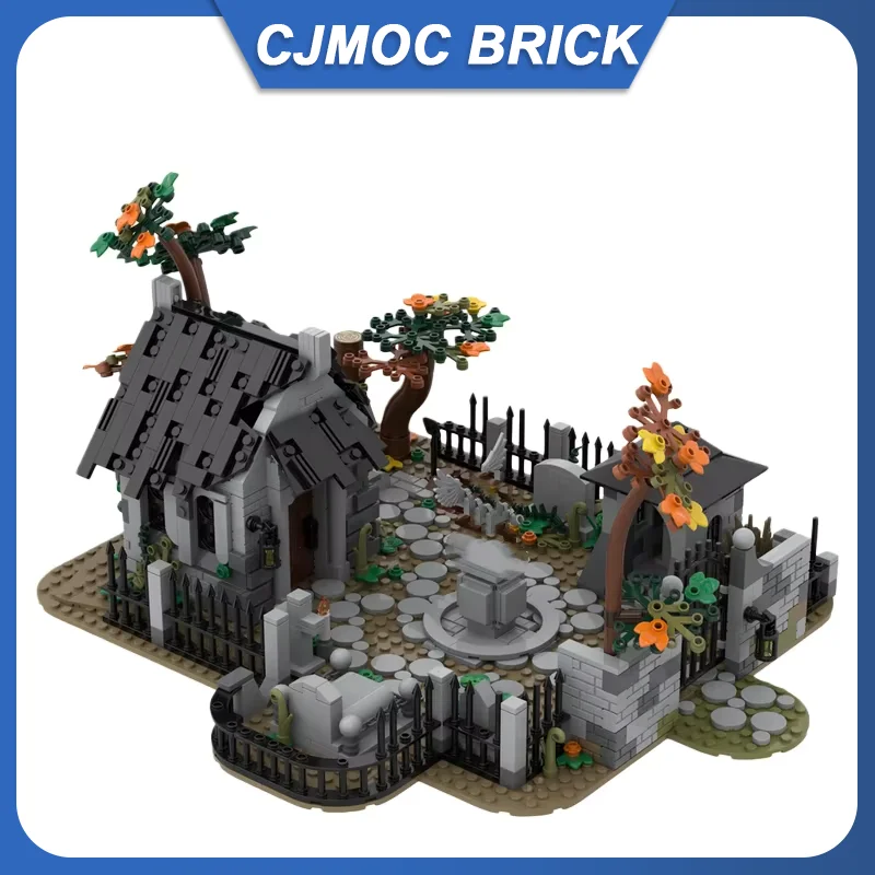 MOC 1194Pcs Moc European Medieval Street View Graveyard Castle Model Diy Creative Ideas Bricks Toy Birthday Gift Building Blocks