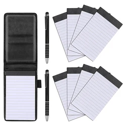 11 Pcs Mini Pocket Notepad Holder PU Leather Business Notebook incluso 2 PCS penna in metallo 8 PCS Memo Book ricaricabile nero