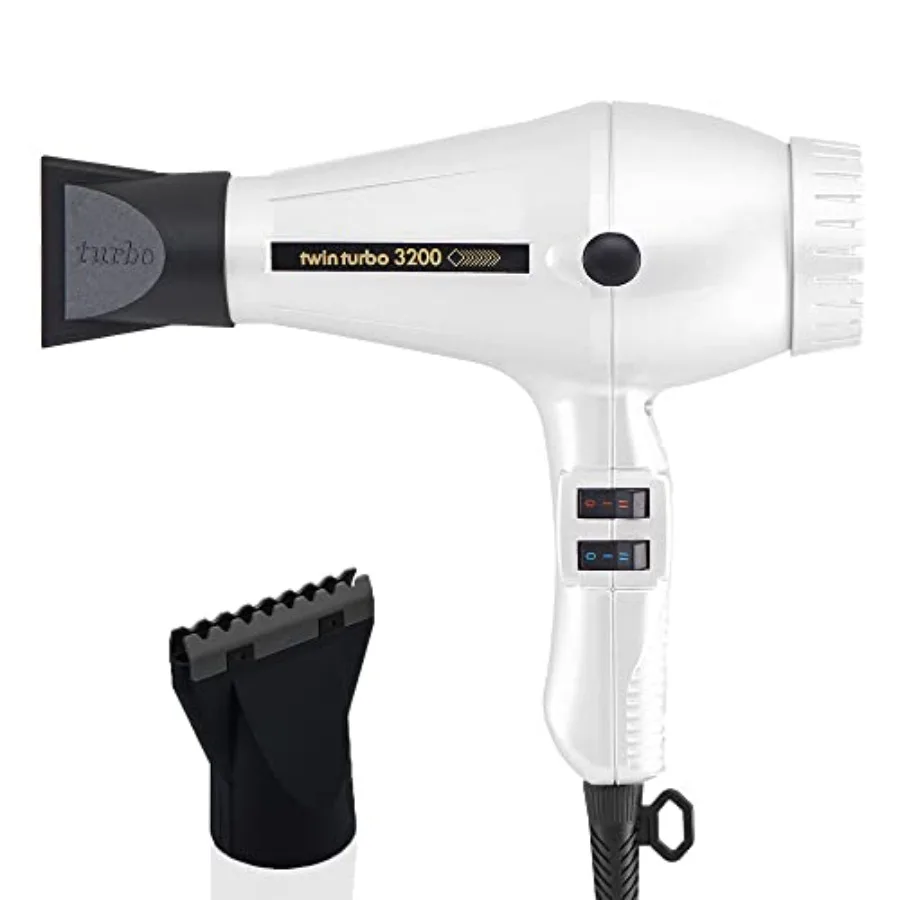

Белый фен Turbo Power Twin Turbo 3200 + комплект насадок для горячего фена, профессиональный высокоскоростной фен для плавной и быстрого высыхания