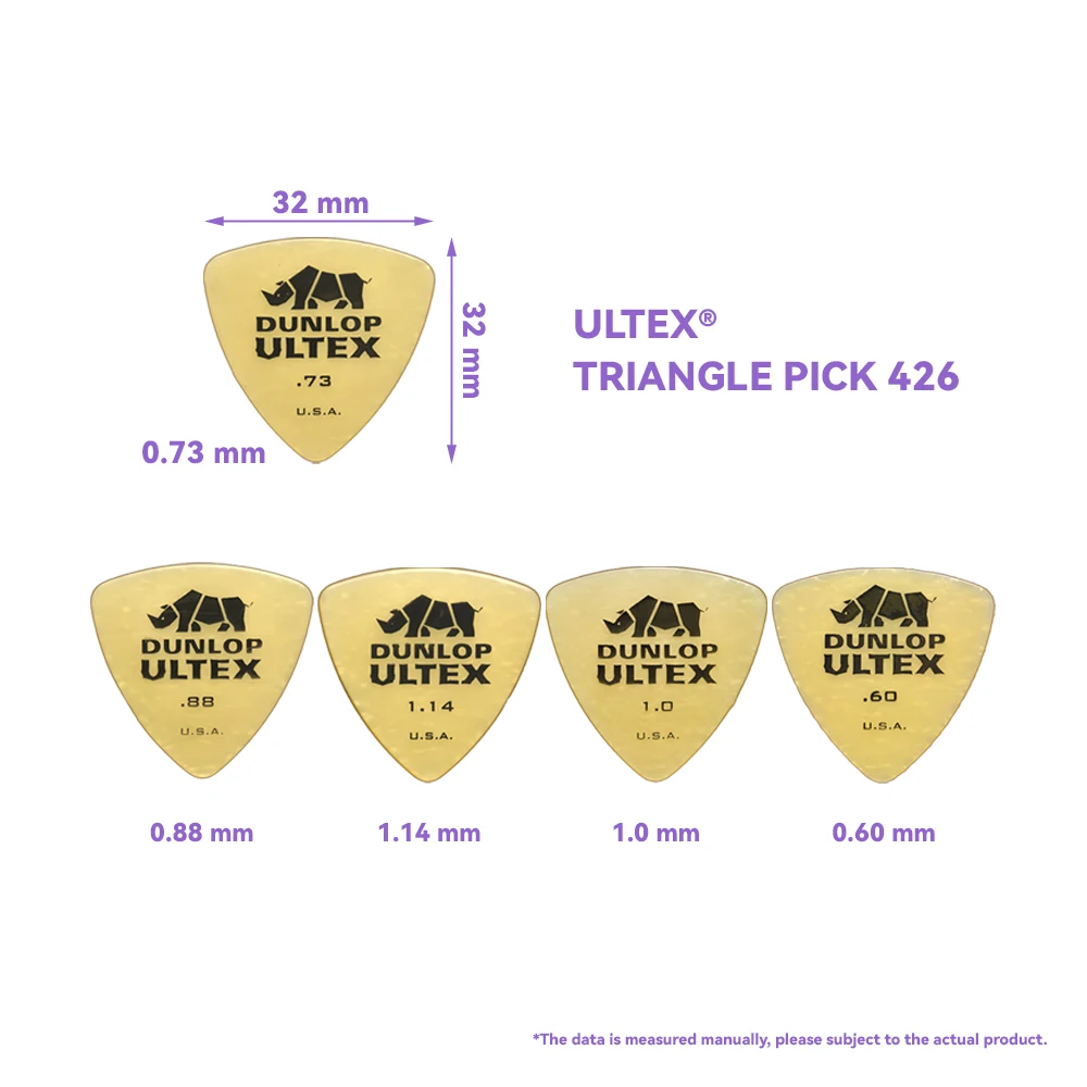 Dunlop-plúa triangular Ultex para guitarra, 0,6/0,73/0,88/1,0/1,14mm, bajo, acústico, eléctrico, clásico, accesorios para guitarra 426R