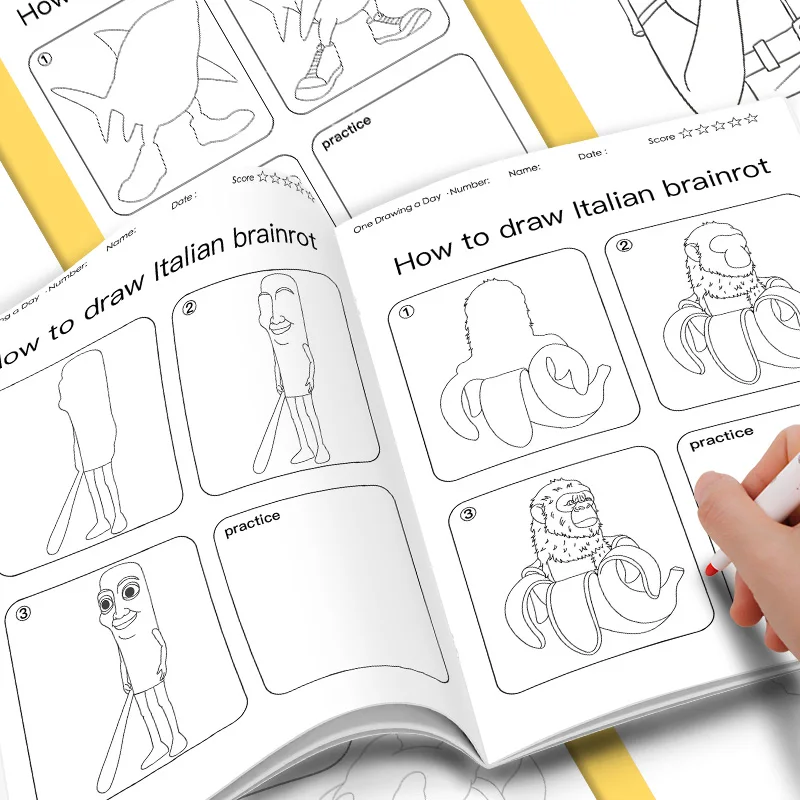 Wie man italienisches Brainrot zeichnet: Aktivitätsbuch mit einfachen Schritt-für-Schritt-Zeichenprojekten | Lustiges Kreaturen-Kunstbuch für Kinder – Detail 1