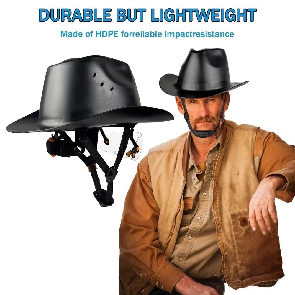 Cowboy Style Western Cowboy Hard Hat Head Protection All-day Comfort Hard Hat Sun & Rain Shelter Comfortable Full Brim Hard Hat