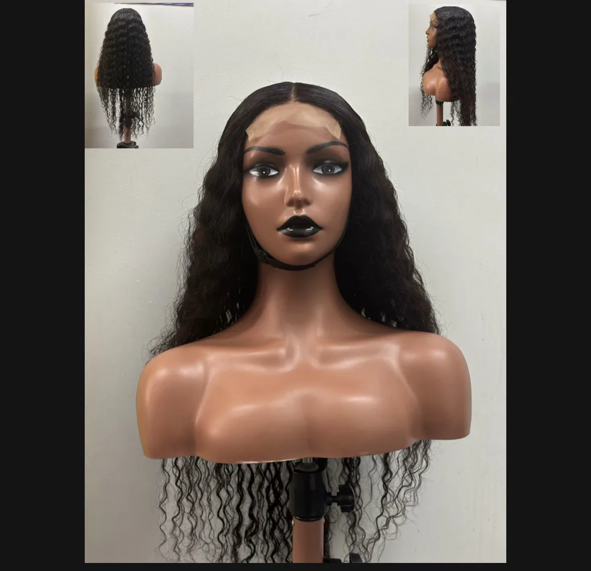 

Women REMY Natural Water Wave Curl Wig 22Inches, With 4*4 Closure .