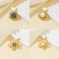 New Elegant Romantic Unique Flower Pearl Pendant For Woman Korean Fashion Jewelry Party Girl's Lady Temperament Accessories
