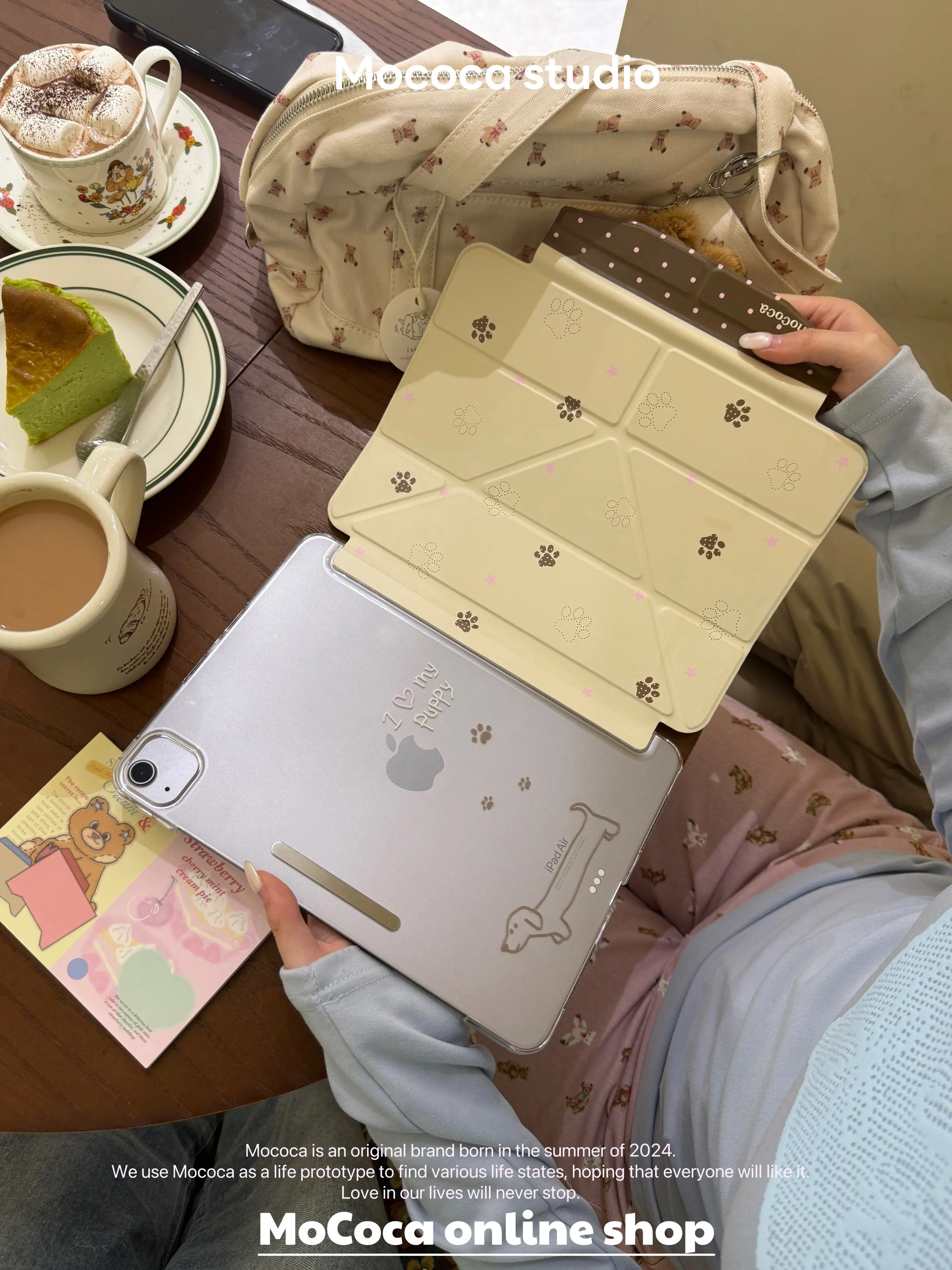 

Small Paw Print 3Y Fold iPad Case For iPad Pro 11 13in 2025 iPad Pro 12.9in Air7 10/11th M4/5 Shockproof Magnetic Buckle Cover