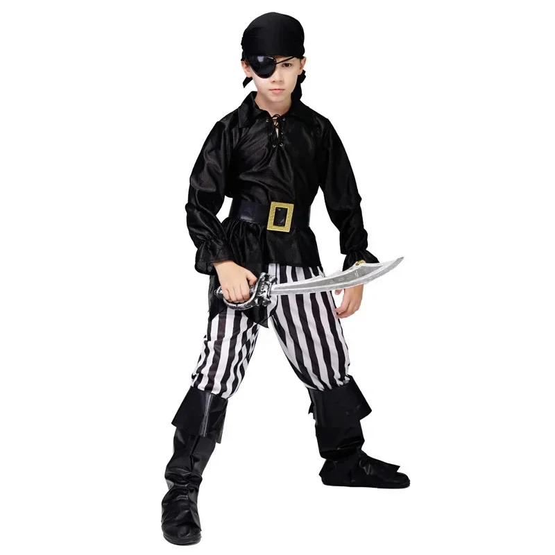 Halloween Costume Boys Pirate Cosplay Pirate Captain Jack Sparrow Kids Children Purim Christmas Party Luxury Buccaneer Outfits R view 6