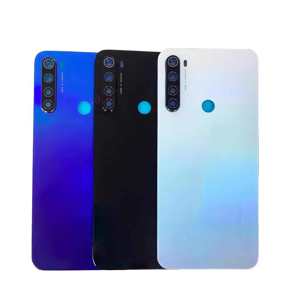 Cubierta trasera de batería para Xiaomi Redmi Note 8T, carcasa trasera, Panel de cristal, piezas de repuesto + lente de cámara