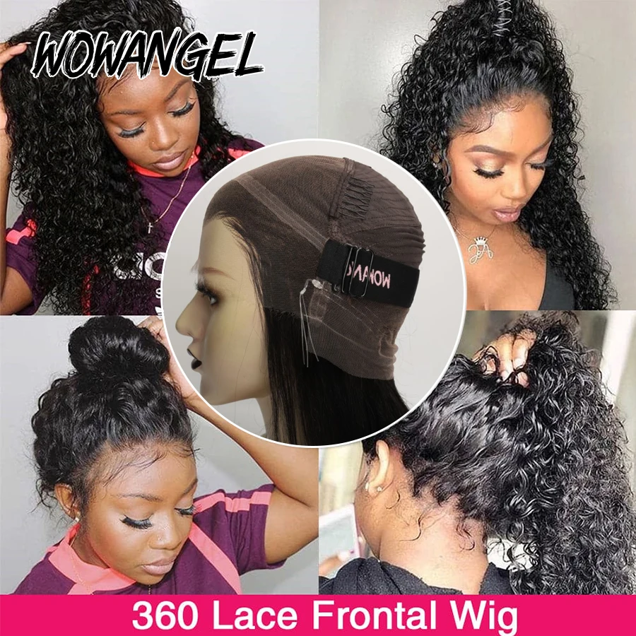 วิกผมแบบเต็มศีรษะ 360 องศา พร้อมเชือกผูกแบบซ่อน  ทำจากผมแท้  สายรัดแบบซ่อน  จุดต่อผมแบบฟอกสี  ลอนน้ำ  วิกผมลูกไม้ HD  พร้อมเชือกผูก