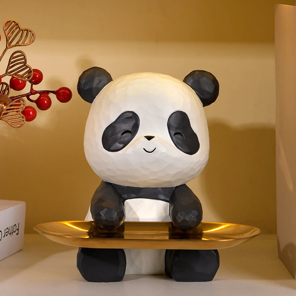 

Panda Key Storage Tray Creative Animal Sculpture Storage Tray Panda Candy Snack Plate for Living Room Hallway Home Decoration