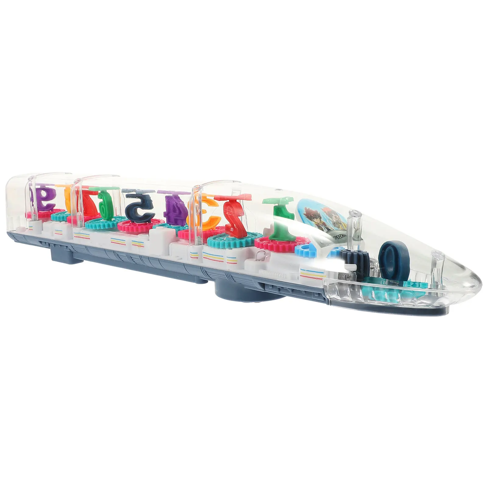 

Electric Gear Train Car Transparent Body Light Music Educational Kids Electric Train for Unforgettable Parent Child Play