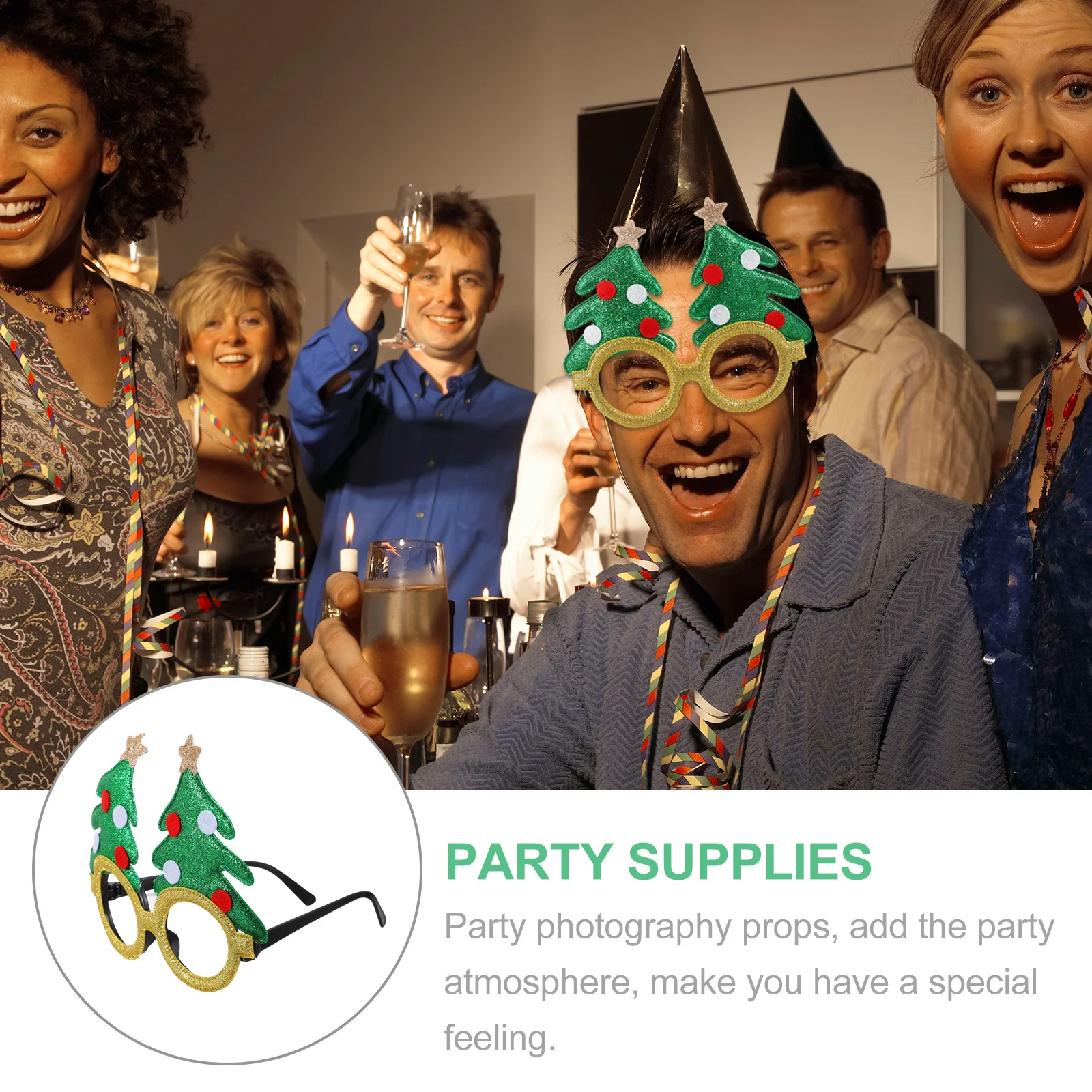 6 أزواج من إطار نظارات عيد الميلاد، إطار نظارات إبداعي لحفلات عيد الميلاد، زينة مضحكة للعطلات، خفيفة الوزن #4