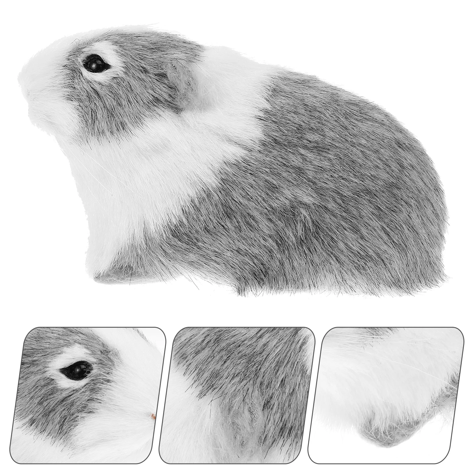 Simulation Mouse Model Realistic Animal Educational Hamster Figurine Plush Faux Fur Scene Layout