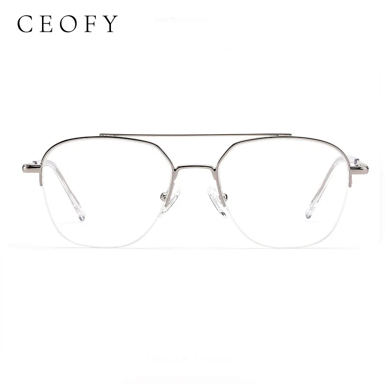 

Ceofy Men Metal Glasses Frame Optical Prescription Myopia Fashion Half Rim Eyeglasses Frame For Men New Arrival