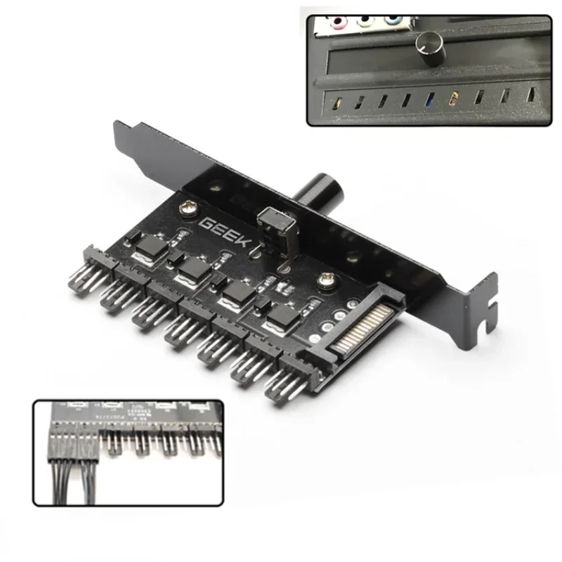 

Computer Chassis Fan Speed Control Hub 3 Pin/4 Pin Stepless Variable Speed Radiator Speed Controller Computer Hardware