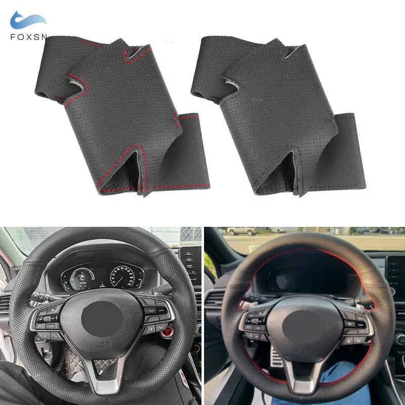 Hand Braid Perforated Microfiber Leather Car-styling Steering Wheel Cover Trim For Honda Accord 10th 2018 2019 Insight 2019