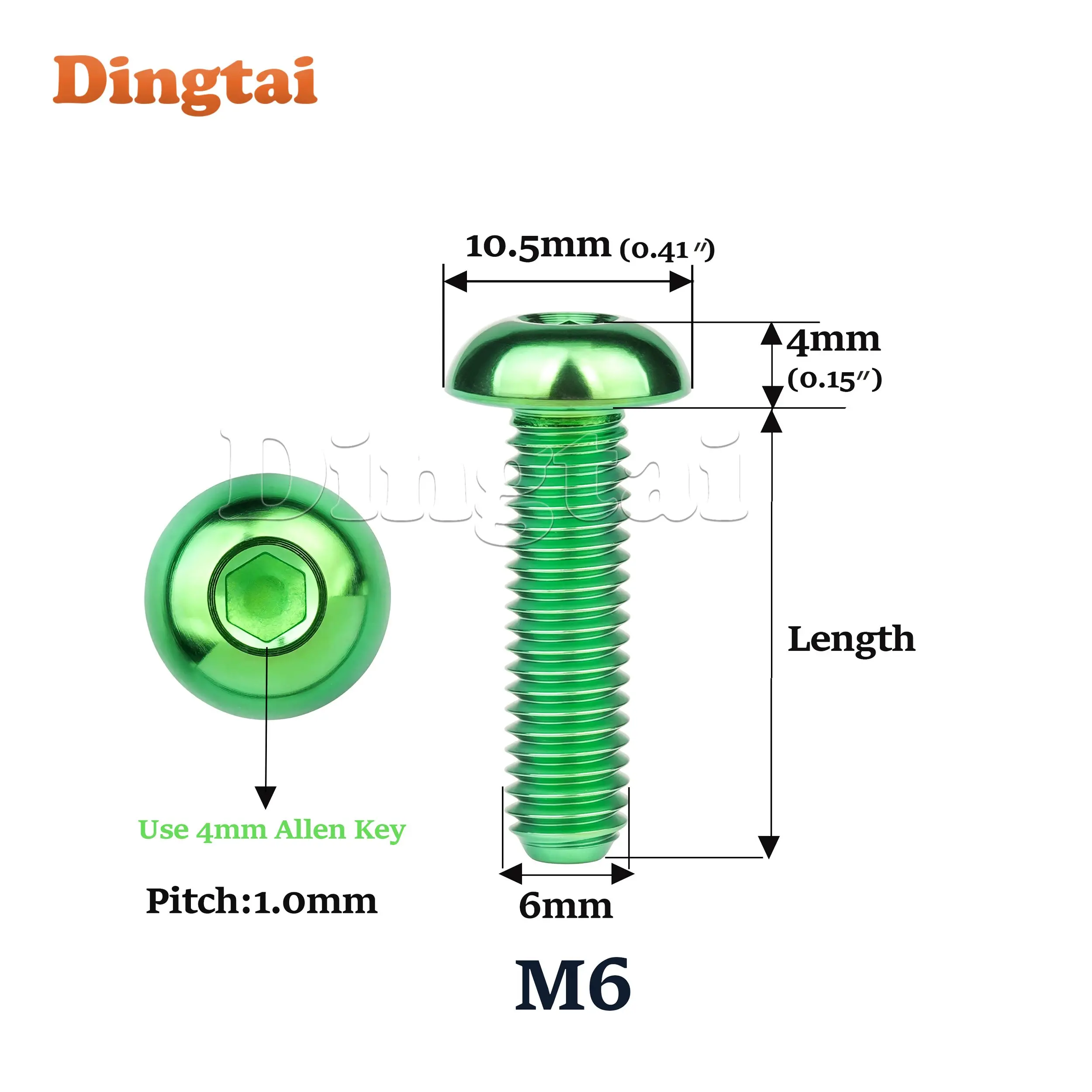 Dingtai Titanium Bolt 10PCS M5/M6x8 10 12 15 16 18 20 25 30 มม.ปุ่ม Hex Allen หัวสกรูสําหรับรถจักรยานยนต์รถอะไหล่