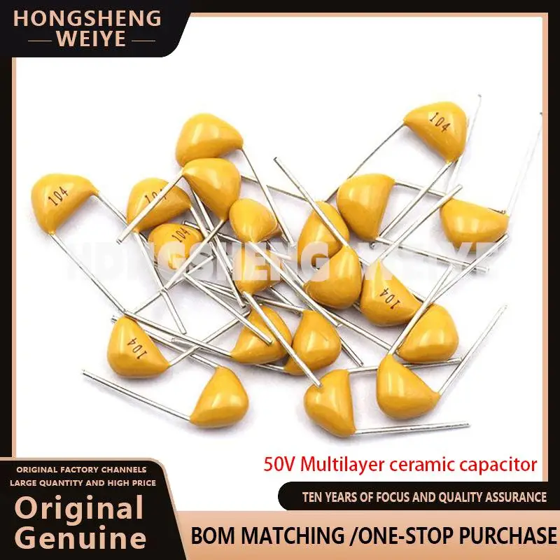 100% yeni 100 adet 50V Çok Katmanlı seramik kondansatör P=5.08mm 100nF 150nF 220nF 330nF 470nF 680nF 1uF 100% yeni