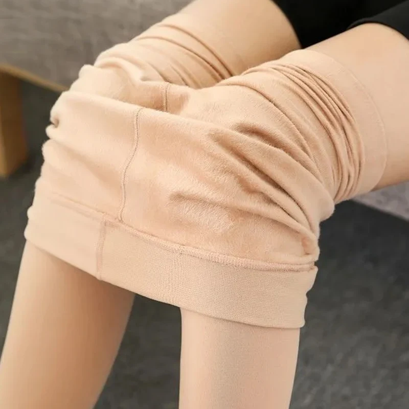 High Waist Winter Warm Leggings Women\'s Thermal Pants Polar Pantyhose Sock Lined Pants Velvet Tights Skin Effect Wool Leggings