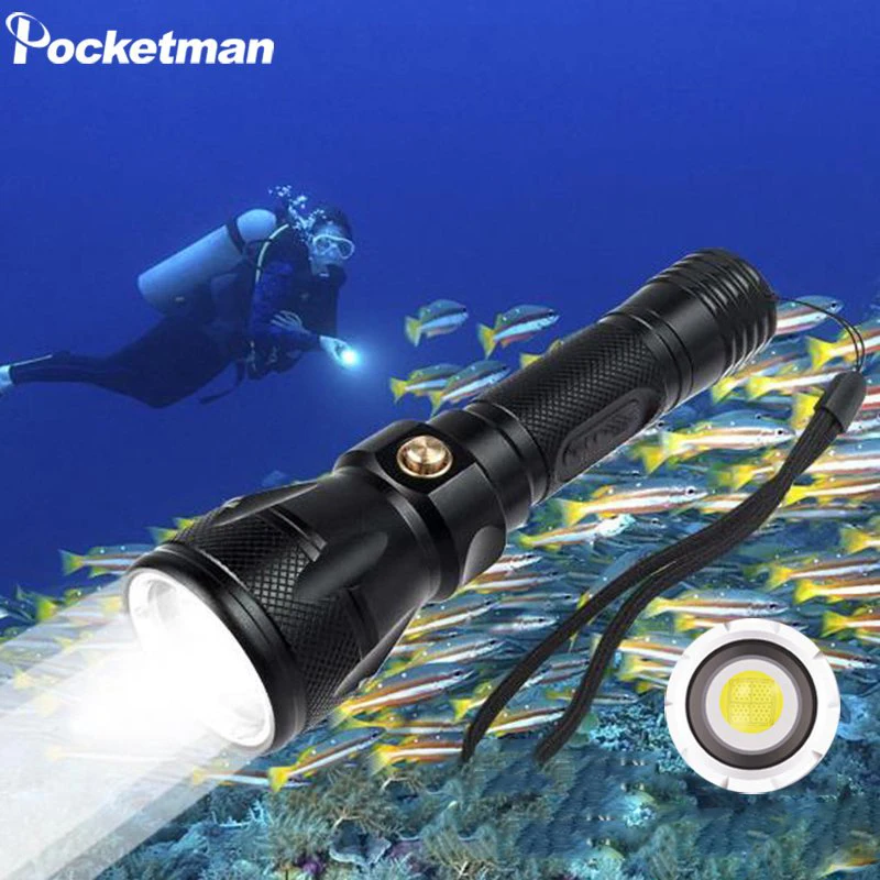 Waterproof Diving Flashlight Super Bright LED Scuba Diving Torch Professional Submersible Underwater Light for Snorkeling Diving