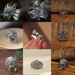 Retro Ethnic Buddhist Symbol Six-character Mantra Open Adjustable Ring for Men and Women Alternative Religious Jewelry