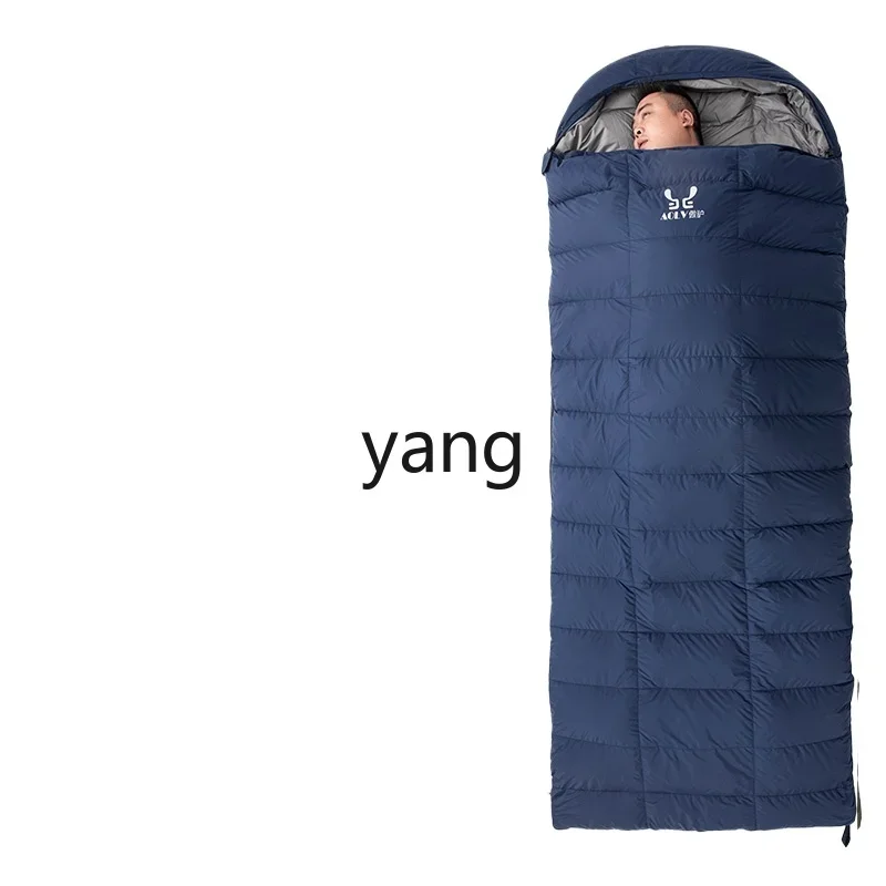 Yjq widened down sleeping bag outdoor camping goose down sleeping bag adult winter thickened cold