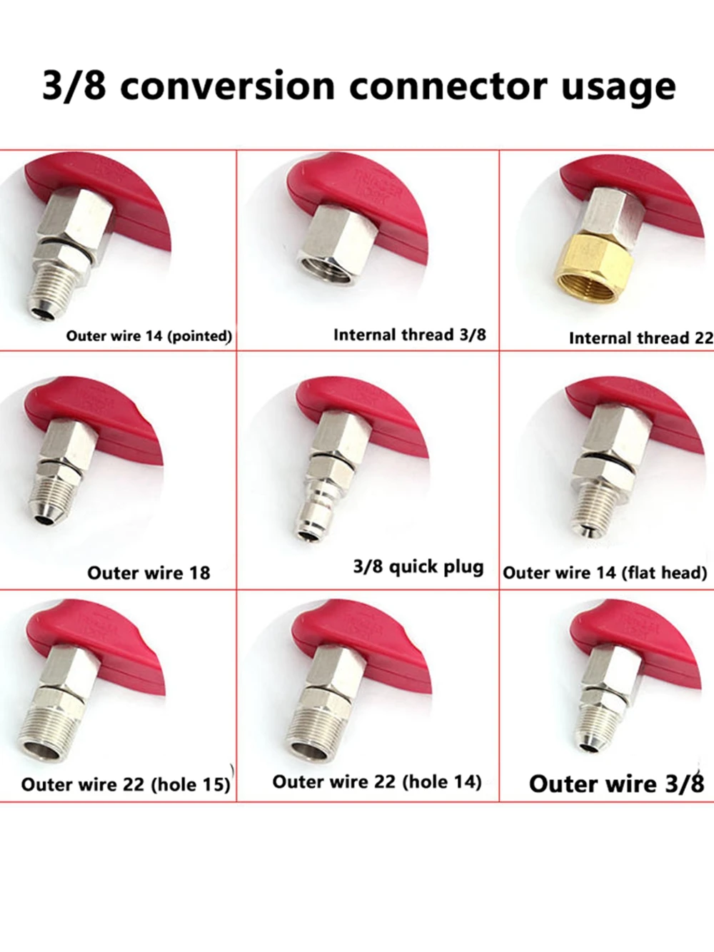 Imagem -04 - Lavadora o Conector Rápido Pistola de Água Mangueira de Saída da Cauda Adaptador de Rosca Externa Diâmetro Variável de Alta Pressã de Alta Pressão