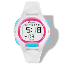 Design horloge voor meisjes Waterdichte digitale sport kinderhorloges Witte siliconen band Alarm Elektronische jonge kinderen kijken klokken